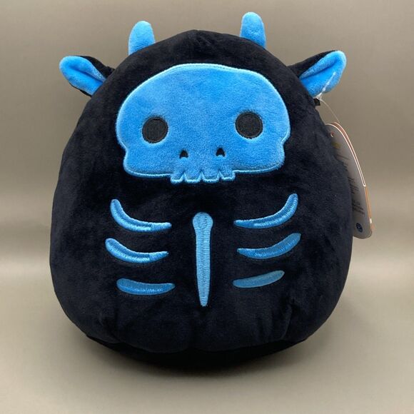 Squishmallow 8” Tegan The Cow Skeleton Blue HALLOWEEN PLUSH NWT 2022 - Picture 1 of 5